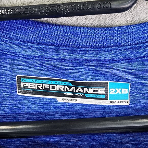 Mens Blue Roundtree & Yorke Performance Henley Shirt Long Sleeve Size 2XB - Picture 3 of 7